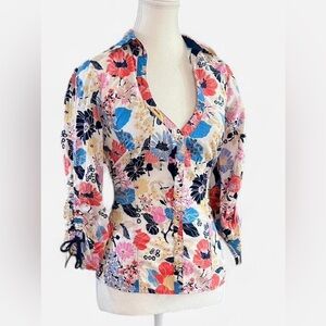 Guess Floral Button Down Blouse | Size M | 100% Cotton